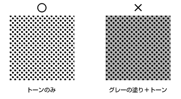 トーンのみとグレーの塗りがあるトーンの比較イメージ