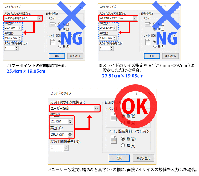 サイズ設定手順