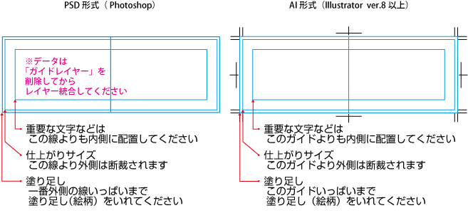 横型2つ折りリーフレット用テンプレート説明